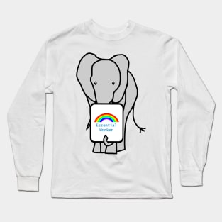 Elephant Worker Rainbow Essential Employee Meme Long Sleeve T-Shirt